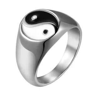 Authentic Men's Tai Chi Yin Yang Ring Zen Master Silver/Gold Plated Band