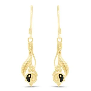 Authentic Celestial Harmony Yin Yang Dangle Earrings - 14K Gold Plated Balance Amulet