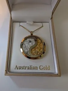 Authentic Australian Gold Yin Yang Pendant Necklace Large 22 Karat Gold Plated GP250107