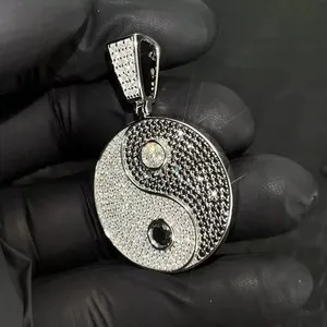 Authentic Harmony of Opposites: Balance and Unity in 14K White Gold Plated Yin-Yang Pendant