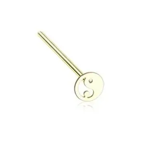 Authentic Gold Plated 316L Surgical Screw L Bend Bone Yin Yang Nose Stud Ring 20G
