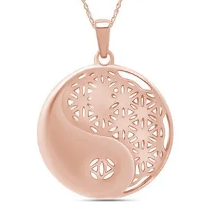 Authentic Harmonious Yin-Yang Bloom Amulet – Rose‑Gold Plated Silver Pendant for Sacred Balance