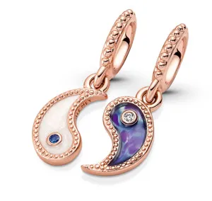Authentic The Eternal Equilibrium: 14k Rose Gold-Plated Splittable Yin and Yang Sparkling Talisman