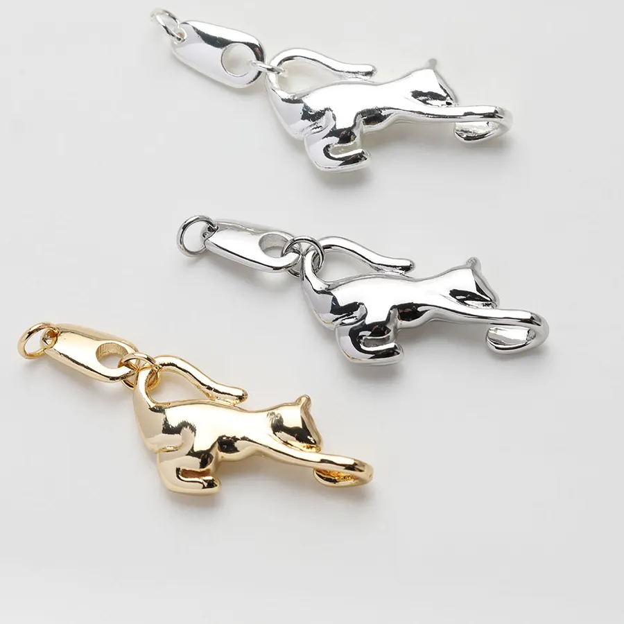 Authentic Celestial Feline Guardians: 14k Gold-Plated Sacred Connectors