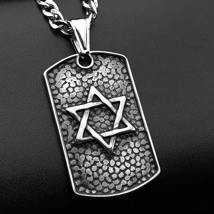 Authentic Celestial Star of David Amulet – Gold‑Silver Enchanted Dog Tag Necklace