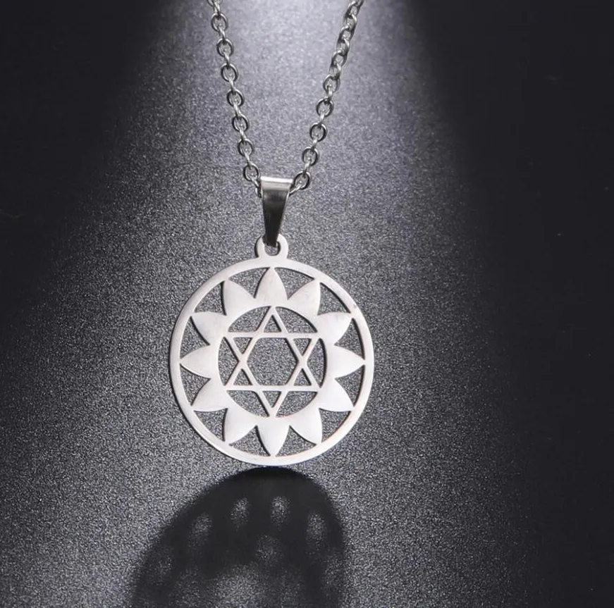 Authentic 1PC David Star Men Pendant Necklace Gold Color sunflower Charms Judaica Israel Religious Symbols Supernatural Jewelry F1465