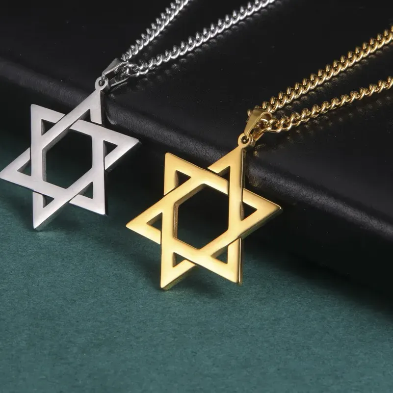 Authentic Amulet David Star Pendant Necklace Gold Color Kabbalah Jewish Charms Judaica Israel Religious Symbols Supernatural Jewelry