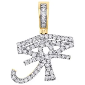 Authentic 1.20 Ctw Simulated Diamond 14K Yellow Gold Plated Ankh Cross Men's Pendant 1.2"