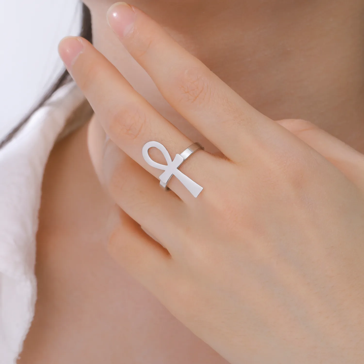 Authentic LIKGRERAT Vintage Ankh Cross Ring Finger Rings For MenWomen Egyptian Life Symbol Amulet Jewelry Accessories