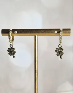 Authentic Whispers of Fortune: Clover's Embrace Gold Earrings