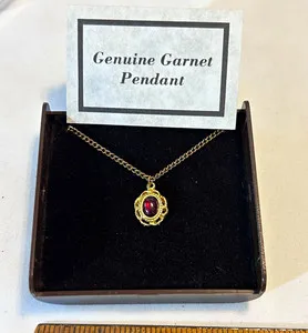Authentic Sacred Flame of Passion: Oval Red Garnet Bezel Pendant Necklace