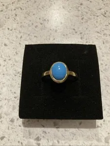 Authentic Simulated Turquoise 14k Gold Plated ring size 9
