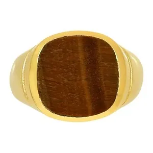 Authentic 18K Gold Plated Natural Tiger Eye - Africa Ring s.7 Jewelry TR01346