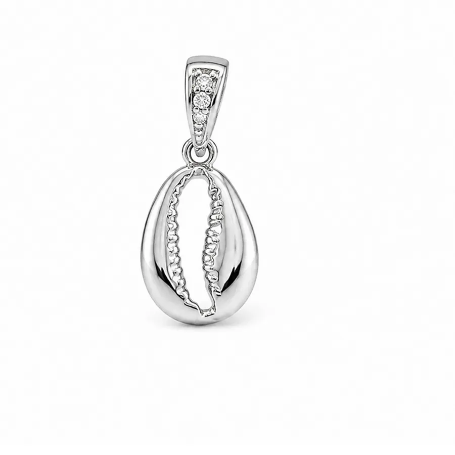 Authentic ZHENL 18K Gold Plated Cowrie Shell Pendant Sparkling CZ Zircon Sea Shell Charm Necklace For Women Summer Beach Ocean Jewelry