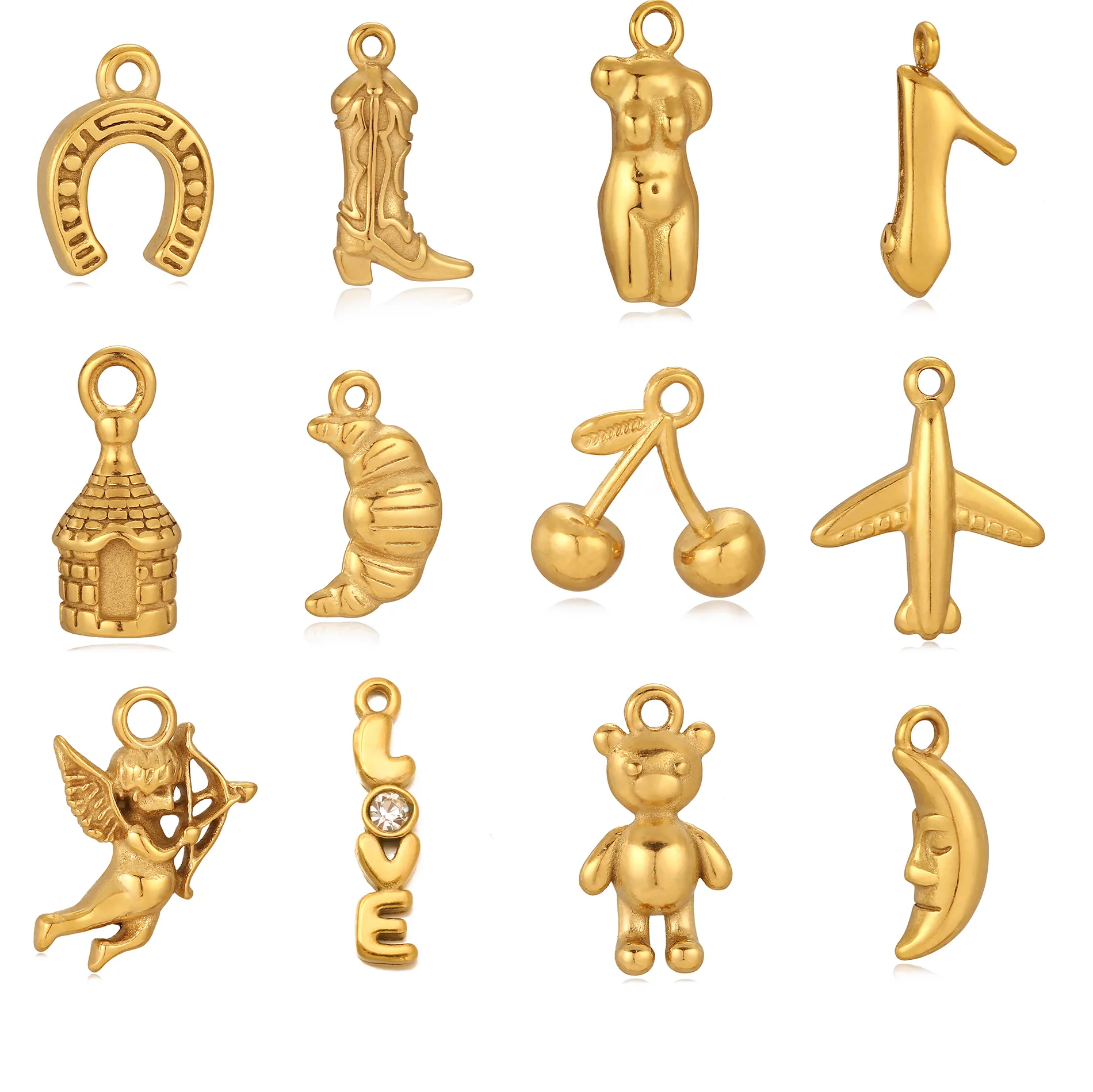 Authentic 3Pcs Airplane Body Cowboy Boot Ox Horn Charms Waterproof Pendants Diy Earrings Necklace Jewelry Making Findings