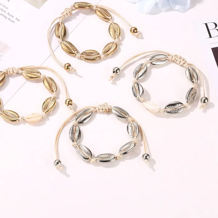 Authentic Woozu Gold Silver Color Cowrie Shell Bracelets For Women Handmade Rope Chain Bracelet Bohemian Beach Bracelet Jewelry