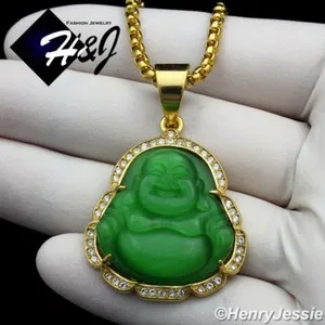 Authentic 18-36" 3mm Silver/Gold Plated Box Chain BUDDHA Rhinestone Pendant