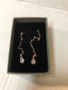 Authentic Rose gold plated sterling silver Rose quartz dangling earrings