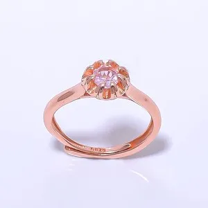 Authentic Rose Quartz Gemstone Rose Gold Plated Ring Adst (122)