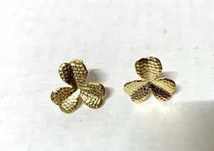 Authentic 36x Gold Plated Shamrock Clip Earrings -3/4"- lot of 36 pcs non-pierced earring