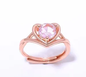 Authentic Rose Quartz Gemstone Rose Gold Plated Ring Adst (3_3)