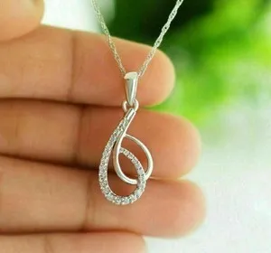 Authentic 1.20Ct Round Lab Created Diamond Infinity Drop Pendant In 14K White Gold Plated