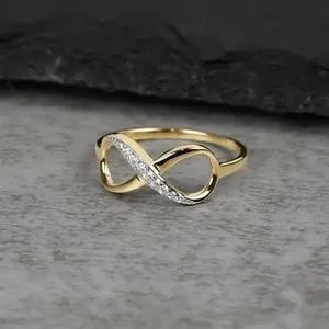 Authentic 1.10 Ct Round Cut Lab Created 14k Yellow Gold Plated Wedding Infinity Ring