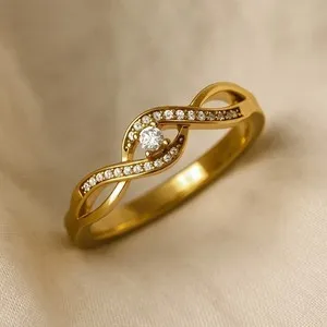 Authentic 1.20Ct Round Cut Lab Created Diamond 14k Yellow Gold Plated Women Infinity Ring