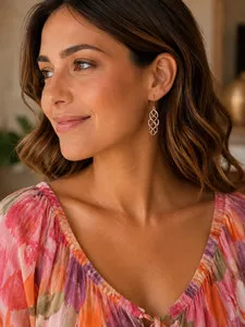 Authentic Rose Gold Plated 925 Sterling Silver Celtic Knot Dangle Earrings | Infinity Knot