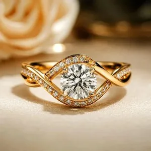 Authentic 2Ct Round Cut Lab Created Diamond 14k Yellow Gold Plated Women's Infinity Ring