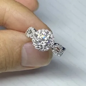 Authentic The Eternal Circle Moissanite Infinity Halo Ring in 14K White Gold Plate
