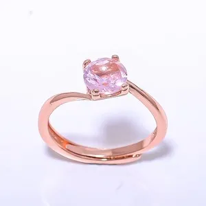 Authentic Rose Quartz Gemstone Rose Gold Plated Ring Ad RC7377-5_3