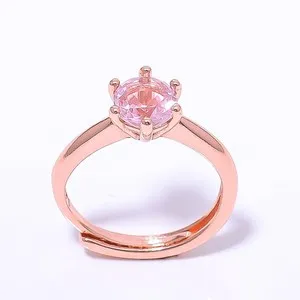 Authentic Rose Quartz Gemstone Rose Gold Plated Ring Adst (1_3)