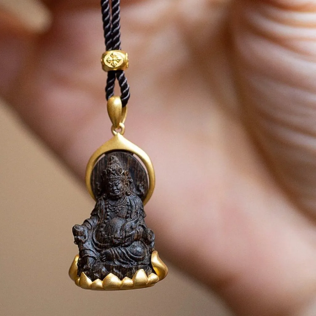 Authentic Blessing Lotus Throne Buddha Pendant For Men Jewelry Ethnic Style Lucky Yellow Jambhala Necklace Male Choker Accessories
