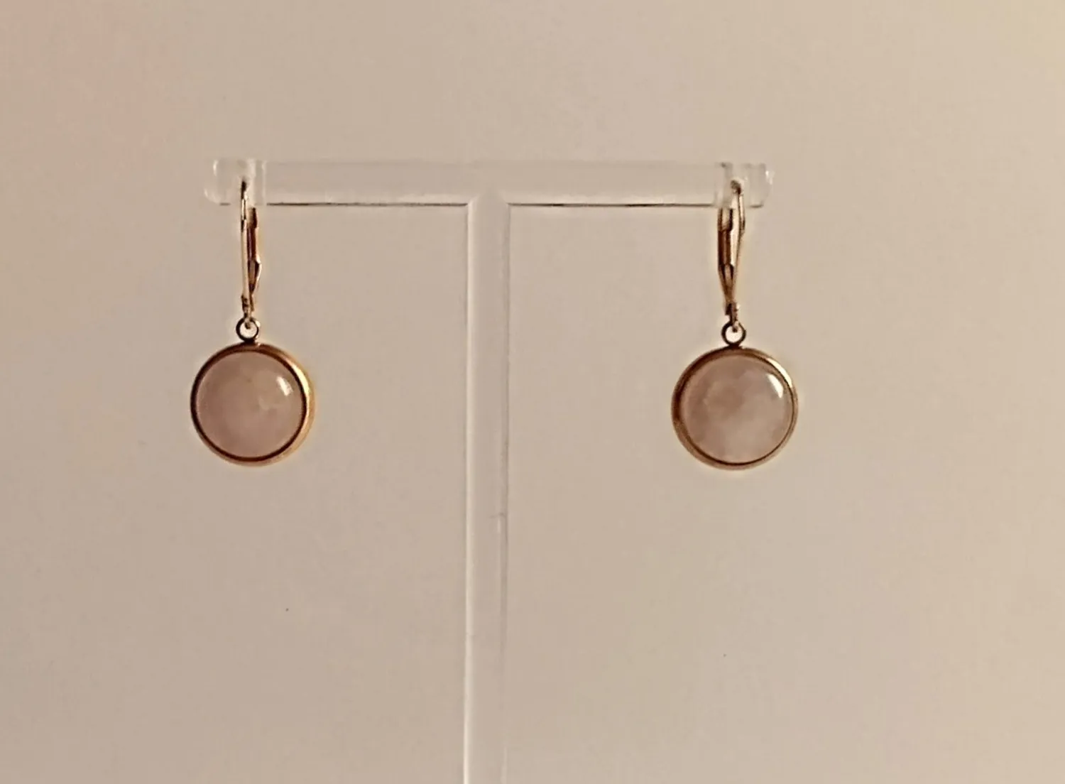 Authentic Whispers of the Heart: Rose Quartz 18k Gold Plated Drop Earrings