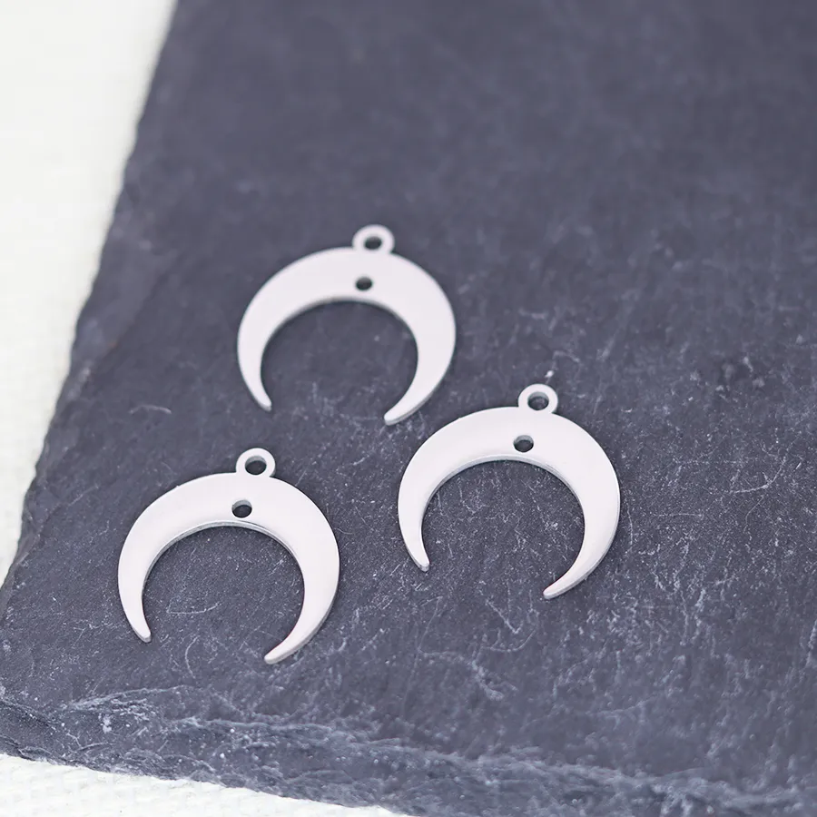 Authentic 3pcs Trend Crescent Pendant Charm For Jewelry Making DIY Earrings Connector Moon Necklace Craft Accessories