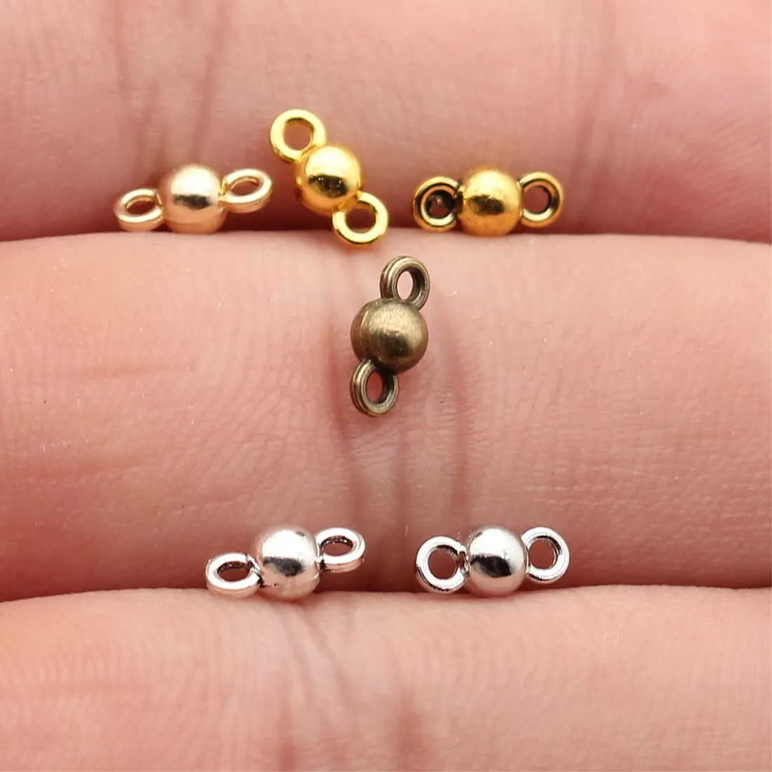 Authentic WYSIWYG 40pcs Trendy Small Ball Pendant Connector Charms Diy Alloy Jewelry Findings 6 Colors 4x8mm