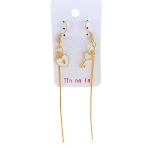 Authentic Enchanted Heart Lock & Key Gold‑Plated Earrings – White Whisper of Love