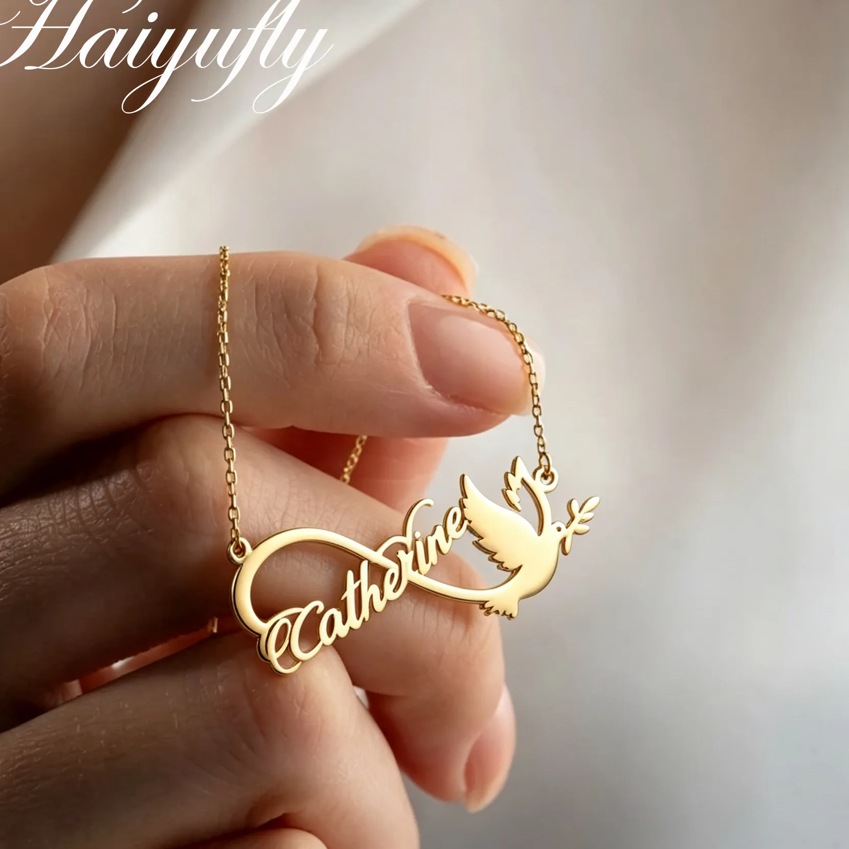 Authentic Dove of Peace Infinity Choker: Enchanted Name Pendant for the Heart