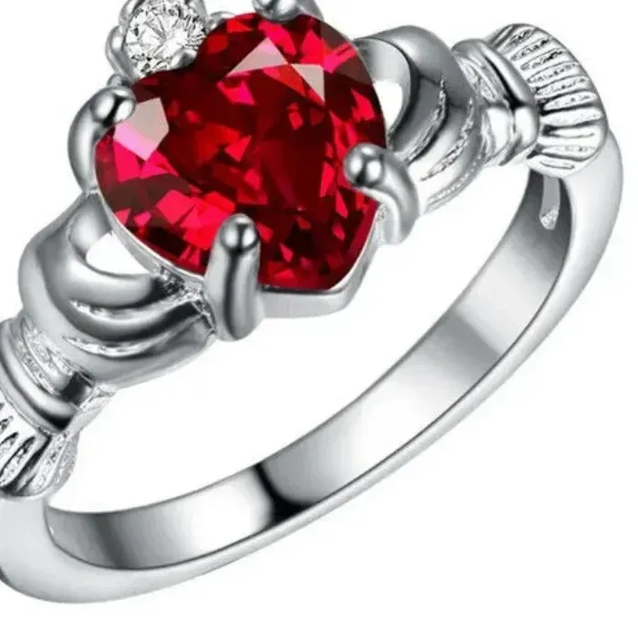 Authentic Silver Zircon Zircon Claddagh Ring Wedding Women Jewelry Size 6-10