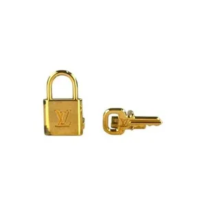 Authentic Louis Vuitton Gold-Plated Silver Lock and Key Cufflinks