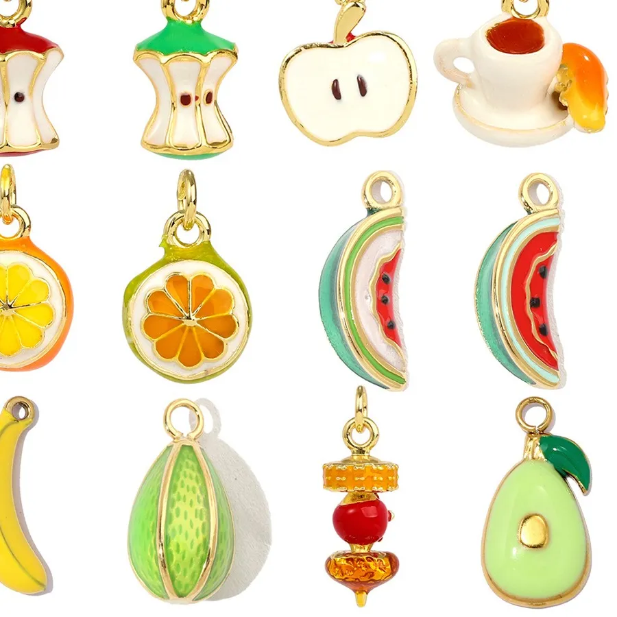 Authentic Trendy 3D Fruit Charms For DIY Making Pendant Necklace Bracelet Cute Apple Watermelon Banana Avocado Handmade Jewelry Women
