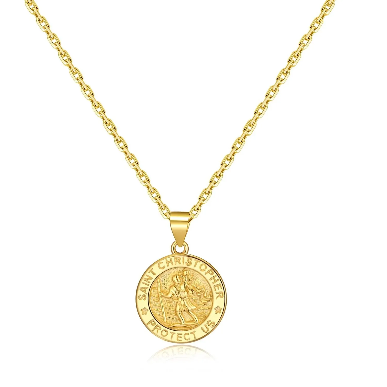 Authentic 18k Gold Plated Sterling Silver St Christopher Necklace