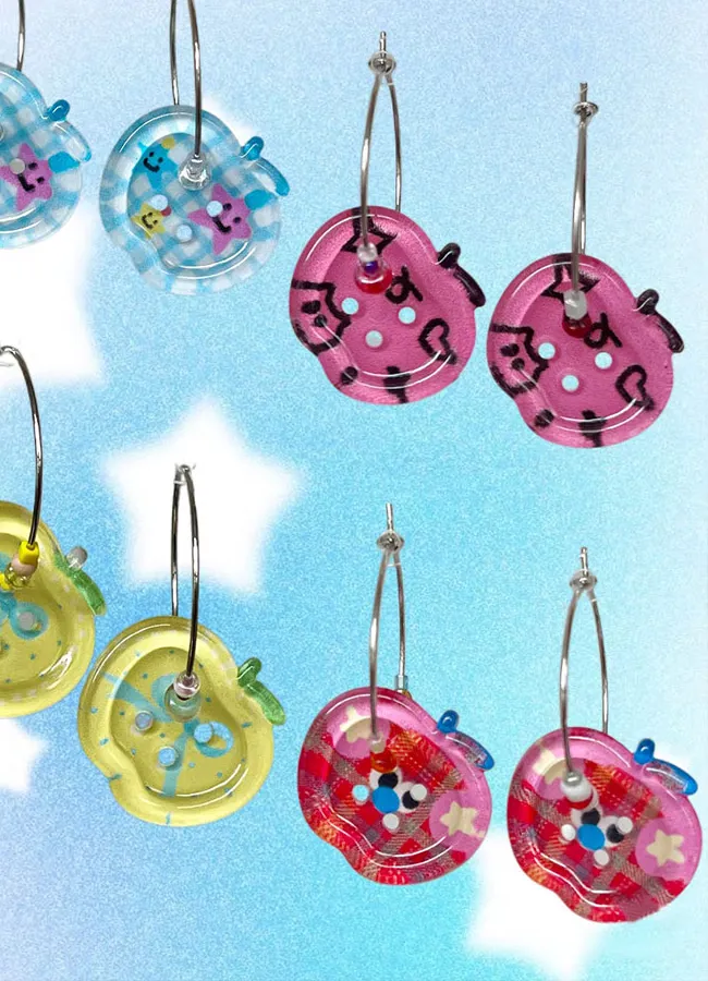 Authentic 2025 Drop Earring Apple Grid Polka Dot Point Colorful Cute INS Resin Trendy Earrings for Women Girls Jewelry Ear Accessories