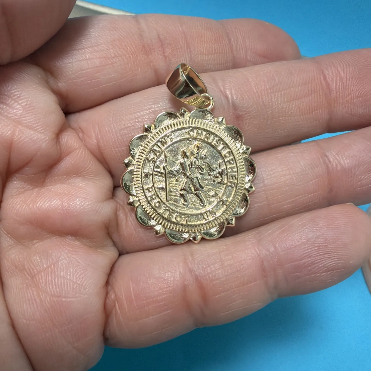 Authentic Protective Travel Companion: Sacred St. Christopher's Watchful Eye