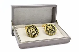 Authentic Amazing St. Christopher Embossed Gold Plated Formal Cufflinks