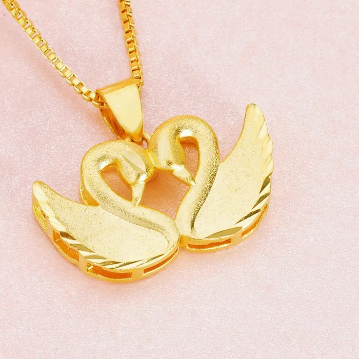 Authentic Eternal Twin Swans 24K Pure Gold Love Amulet