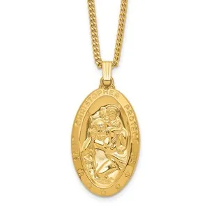 Authentic Kelly Waters Gold-plated Large Oval St. Christopher Medal 24 inch Necklace