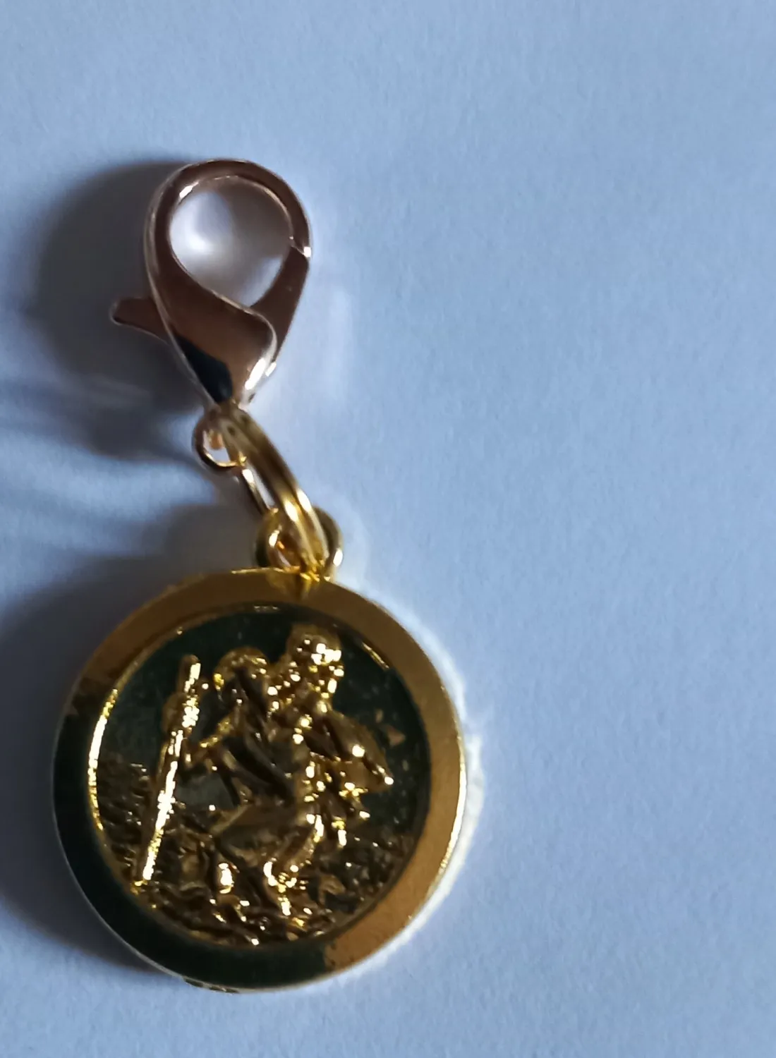 Authentic Lucky St Christopher Clip On Charm for Bracelet Gold Plated Saint Christopher