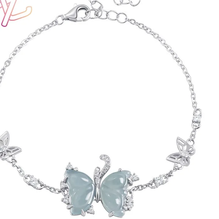Authentic Blue Natural Jade Butterfly Bracelet Lucky Bangle Real Jadeite Jewellery Gemstone Charm Amulet Gifts for Women